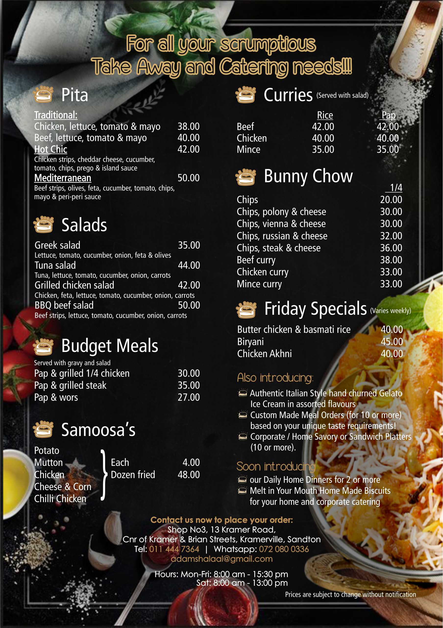 Adam's Halaal Foods Menu2